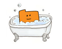 a cartoon file folder taking a bath